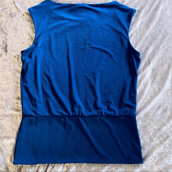 WHBM Blue Sleeveless Blouse with Button Detail - Picture 6 of 6